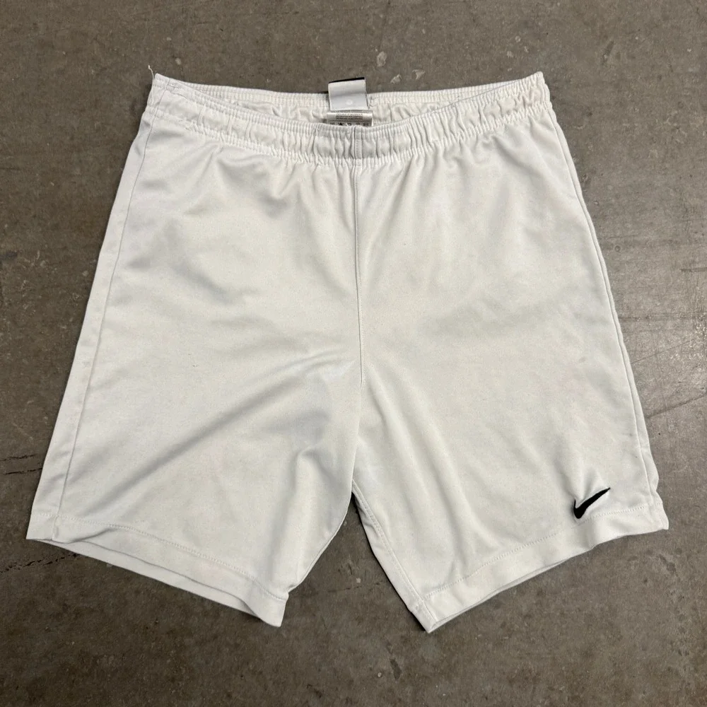 Nike Mens Dri-FIT Athletic Basketball Shorts Grey White Swoosh Small S